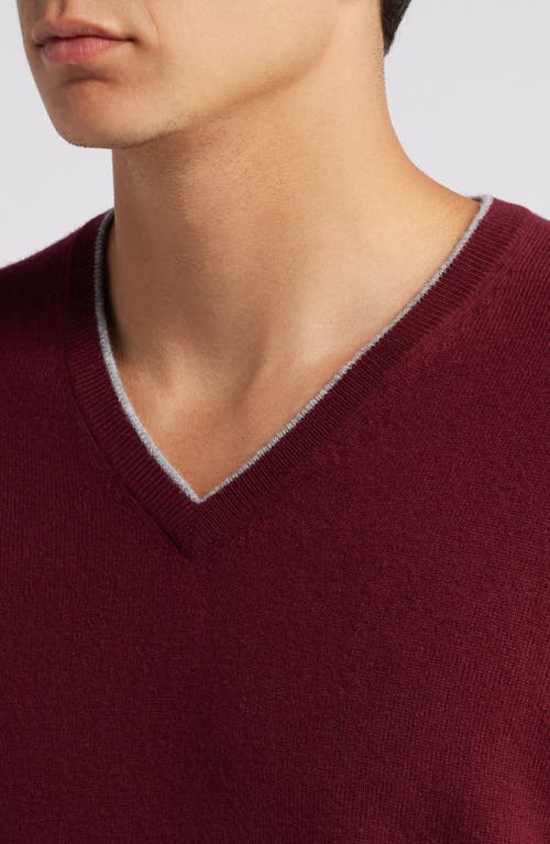 Lorenzo Uomo Tipped Merino Wool Sweater In Bordeaux