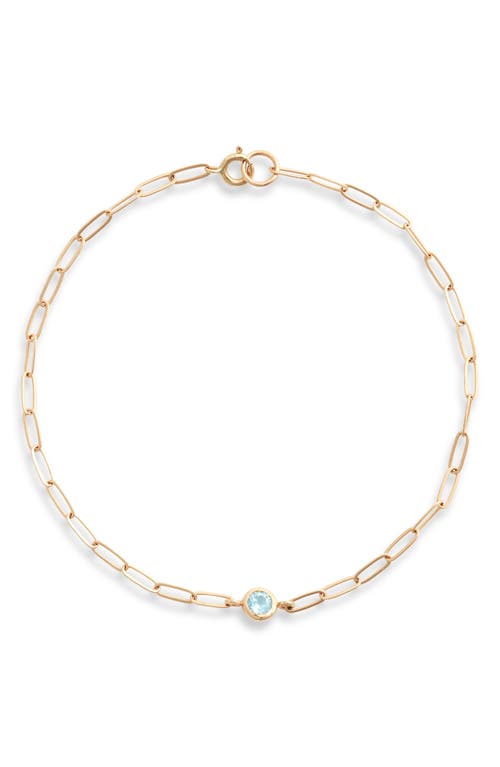 Shop Anzie Bezel Pendant Bracelet In Aquamarine Blue
