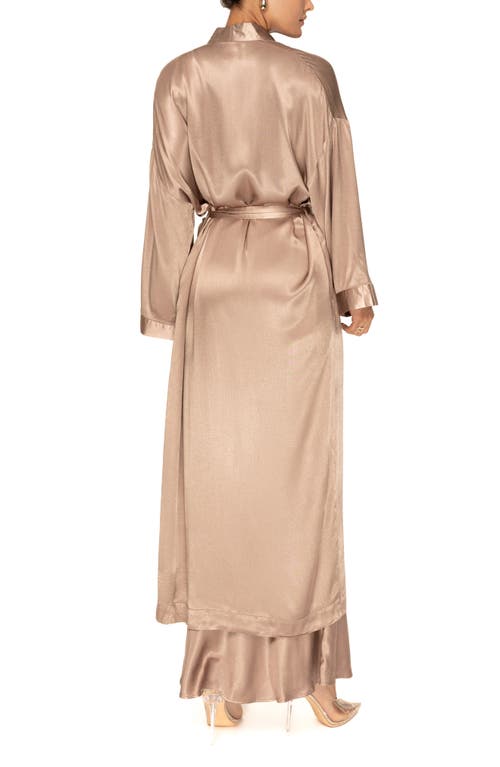 Shop Jluxlabel Forever & Always Satin Robe In Brown