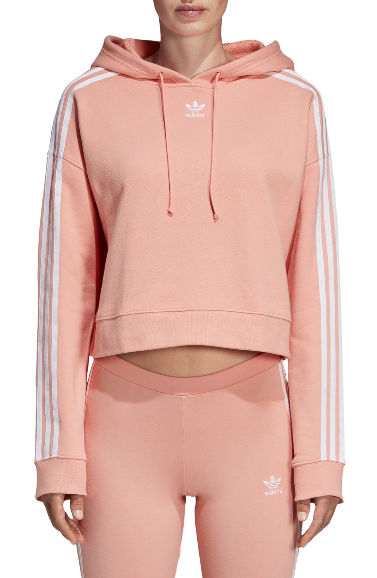 pink cropped adidas hoodie