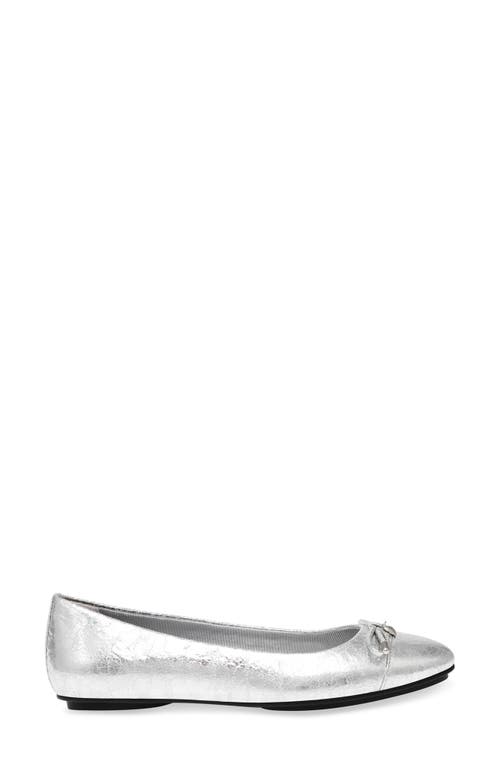 Shop Anne Klein Luci Cap Toe Ballet Flat In Silver Textured