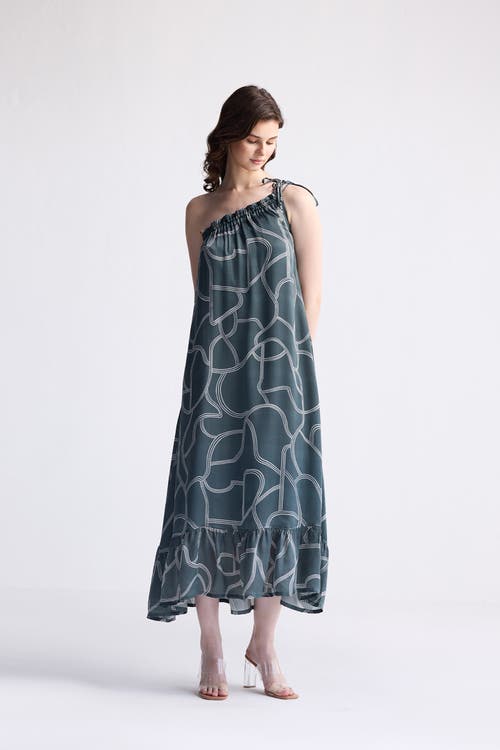 Shop Reistor One Shoulder Midi Dress In Twirls And Twists