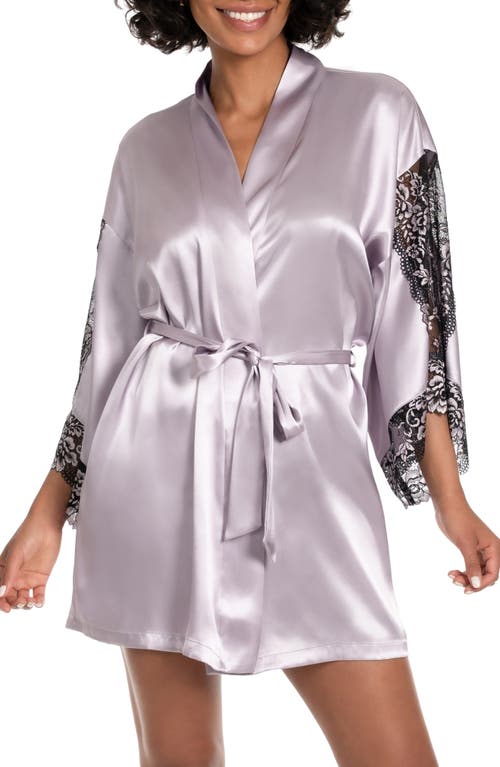 Shop In Bloom By Jonquil Ilana Lace Trim Satin Robe In Silver Lilac