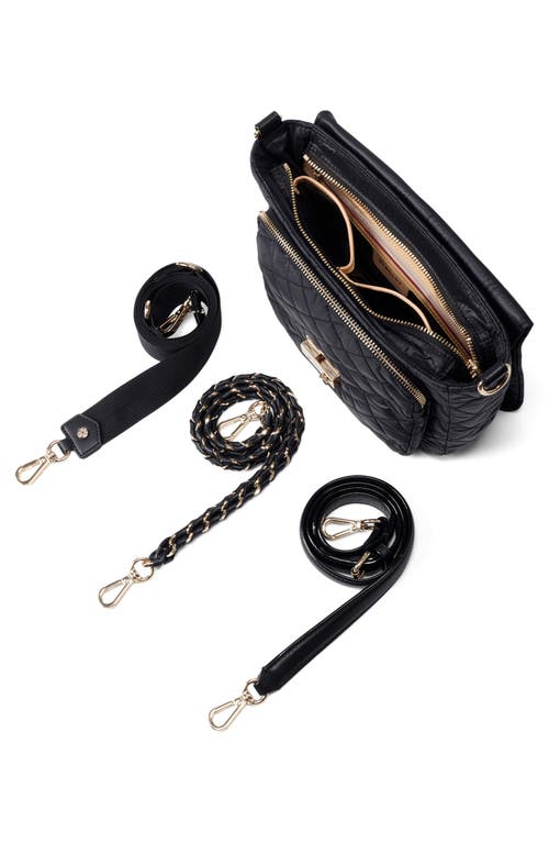 Mz Wallace Medium Crosby Lock Quilted Nylon Crossbody Bag In Black