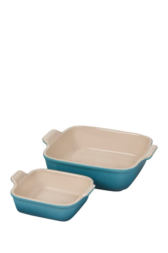 Le Creuset Set Of 2 Heritage Square Baking Dishes In Caribbean