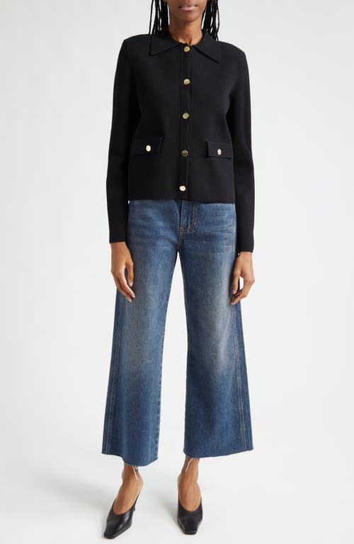 Veronica Beard Taylor Raw Hem High Waist Ankle Wide Leg Jeans In Equinox Blue