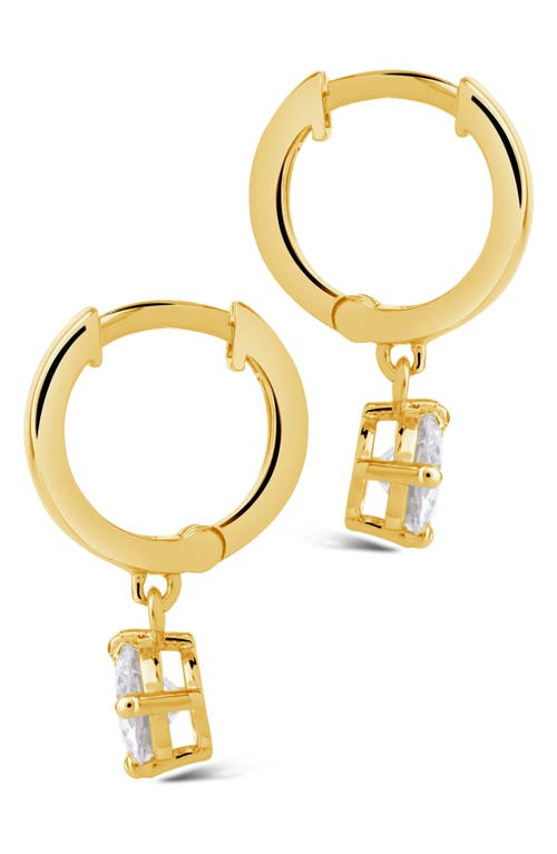 Shop Sterling Forever Aubri Cz Drop Huggie Hoop Earrings In Gold/clear