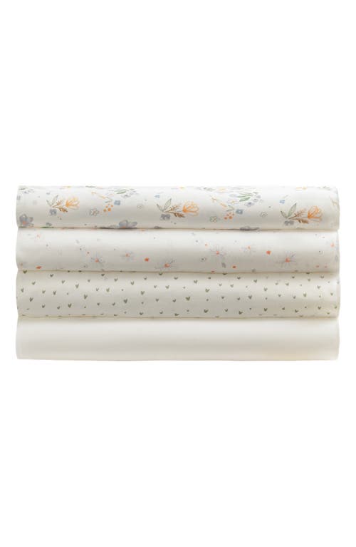 Under the Nile Assorted 4-Pack Organic Cotton Burp Cloths in Flowers at Nordstrom