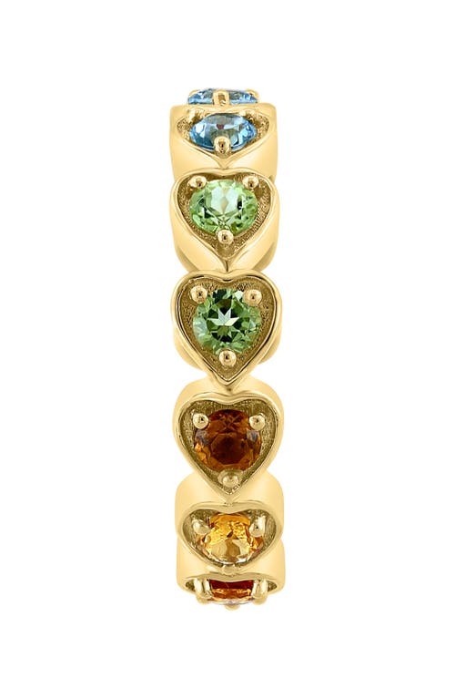 Shop Effy 14k Yellow Gold Semiprecious Stone Heart Band Ring In Pink/green/blue Multi