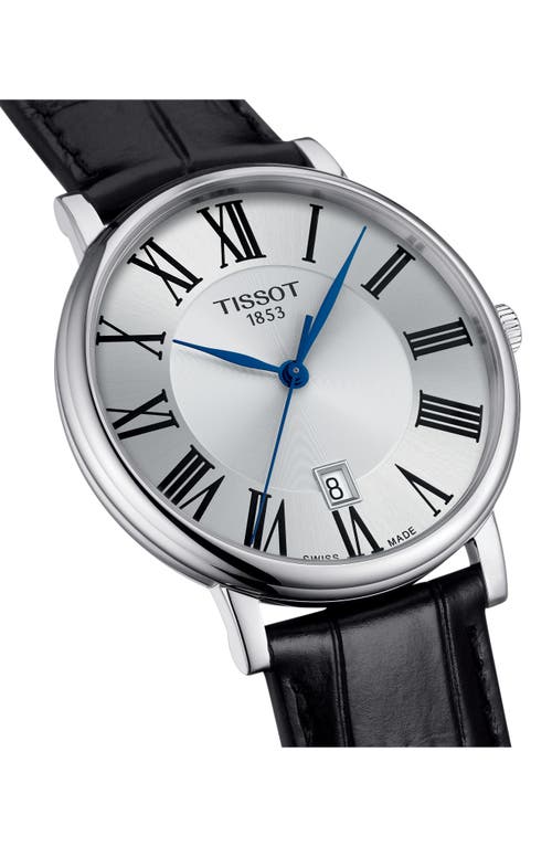 Shop Tissot T-classic Carson Leather Strap Watch, 40mm In Black/silver