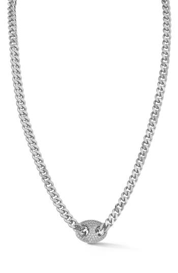 Chloe & Madison Chloe And Madison Pavé Cubic Zirconia Link Necklace In Silver