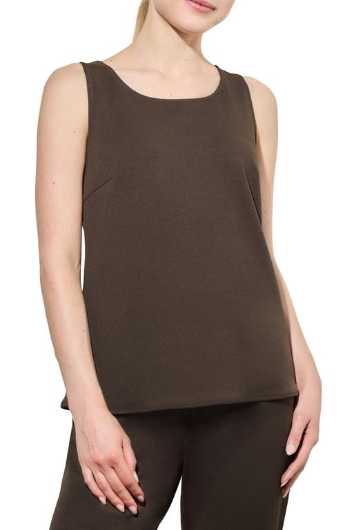 Shop Ming Wang Deco Stretch Crepe Tank Top In Dark Umber