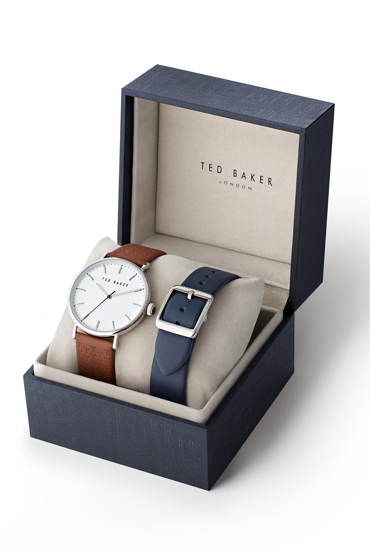 Ted Baker Men's Mimosa 3-hand Leather Strap Box Set In Brown
