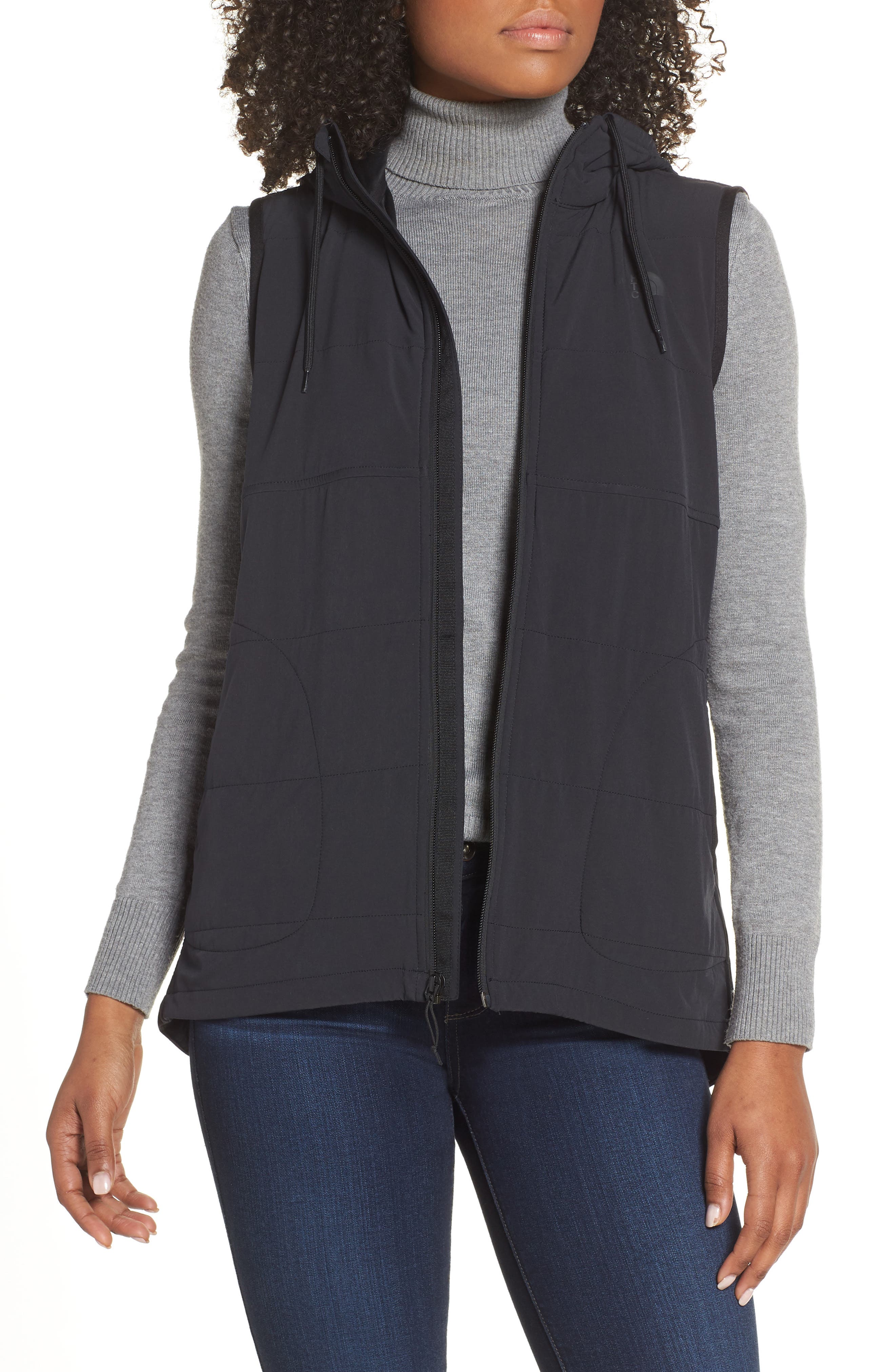 The North Face Mountain Insulated Zip Hooded Vest, Black