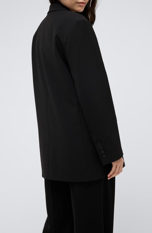 Kenneth Cole Luxe Twill Two Button Boyfriend Jacket In Black