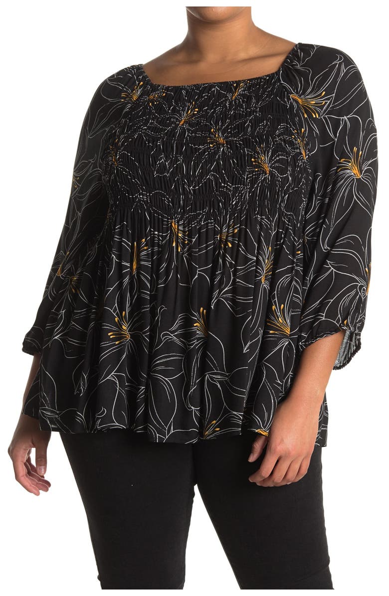 DR2 BY DANIEL RAINN Balloon Sleeve Peplum Blouse, Main, color, 001