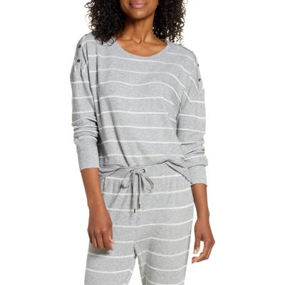 Splendid Stripe Pajama Top, Grey