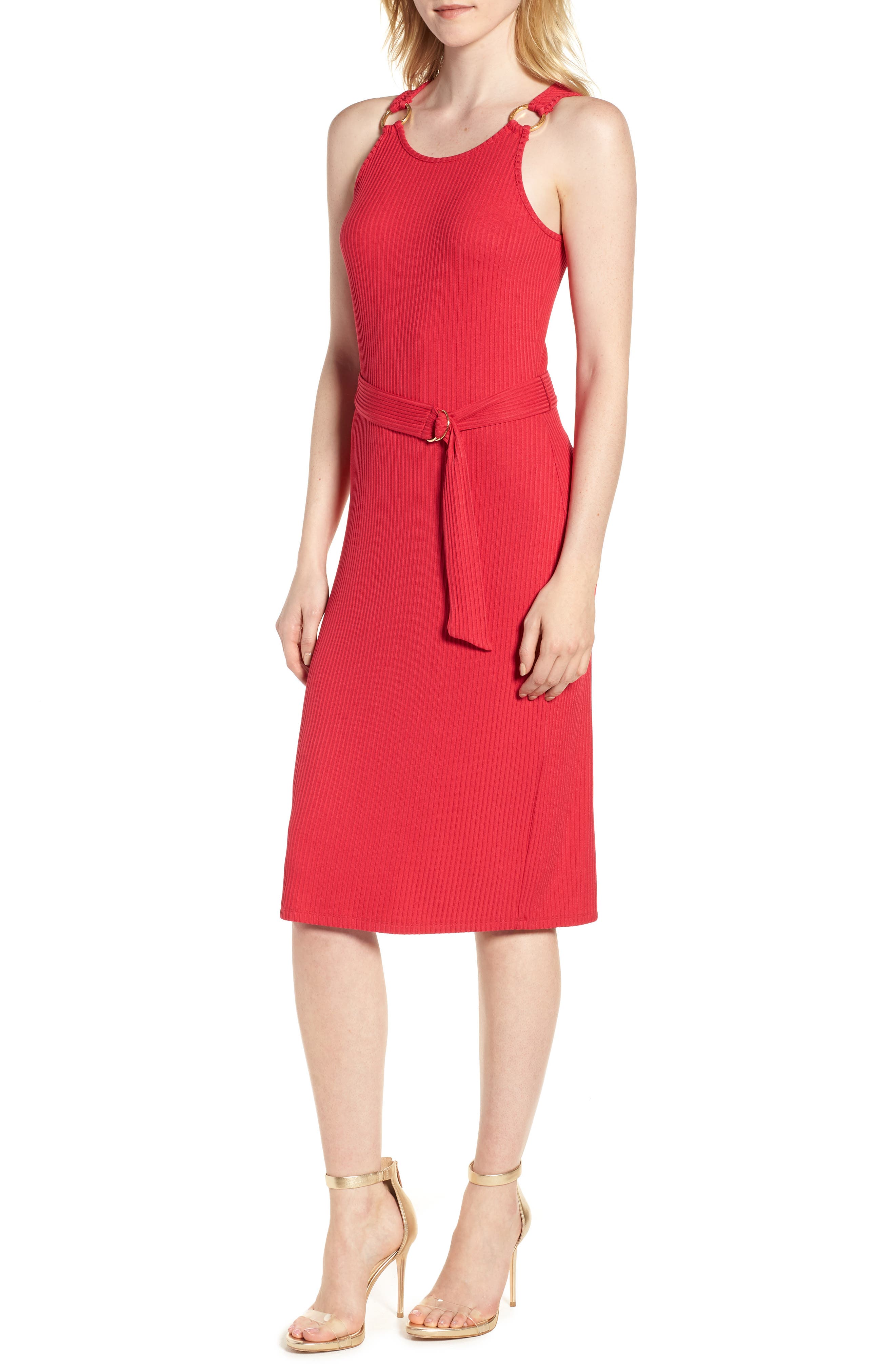 MICHAEL Michael Kors Ring Accent Rib Tank Dress Nordstrom