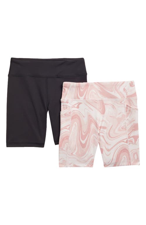 Shop 90 Degree By Reflex Kids' 2-pack Bike Shorts In Paint Pour Pink Quartz/black