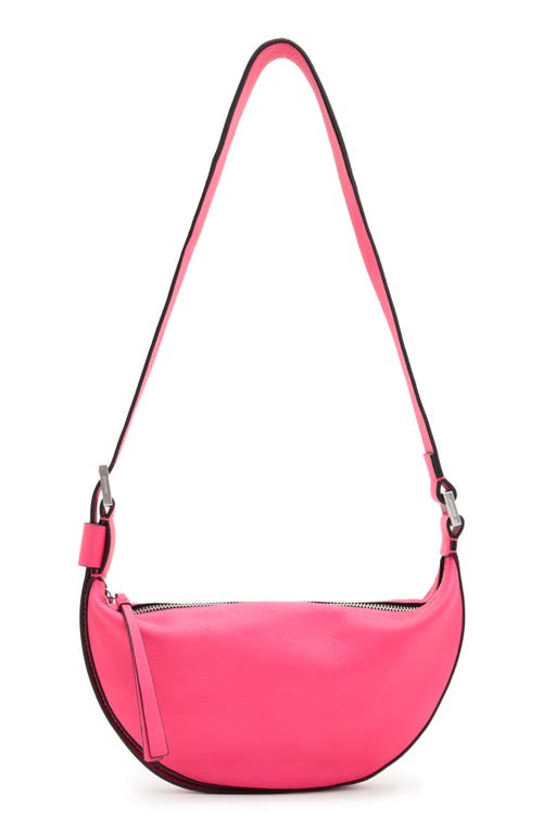 AllSaints Half Moon Leather Crossbody Bag in Hot Pink at Nordstrom