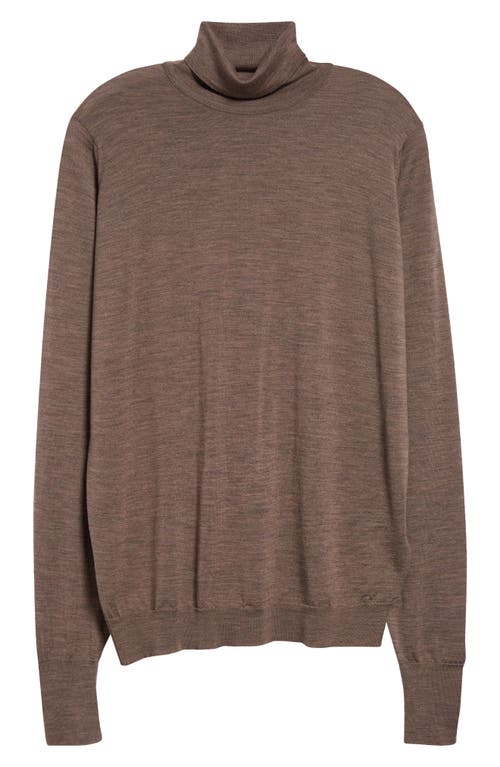 Shop John Smedley Richard Turtleneck Merino Wool Sweater In Mushroom