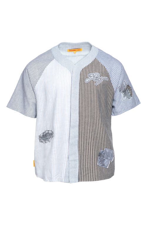 Shop Round Two Patchwork Baseball Jersey In Grey/blue Multi