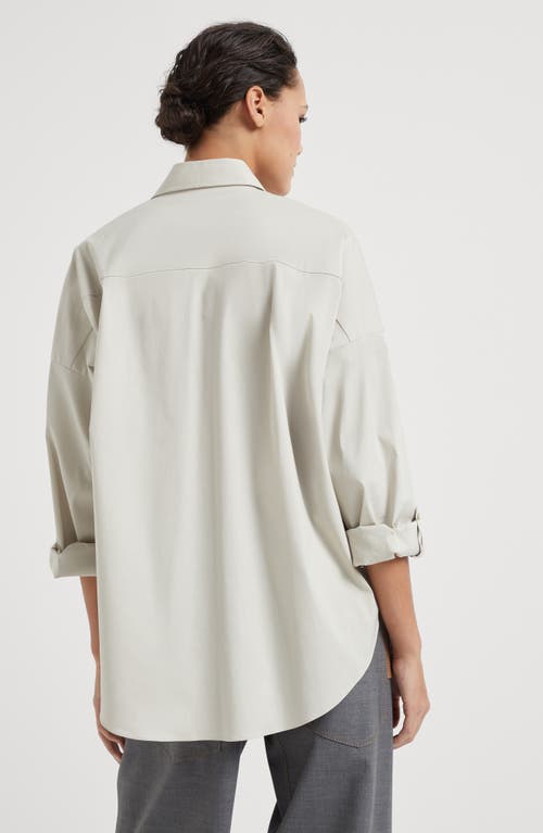 Shop Brunello Cucinelli Poplin Shirt In Oat