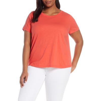 Plus Size Eileen Fisher Organic Cotton Tee, Red