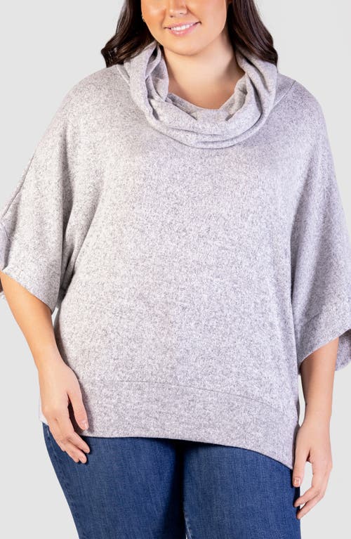 24seven Comfort Apparel Plus Size Cowl Neck Dolman Sleeve Top In Grey