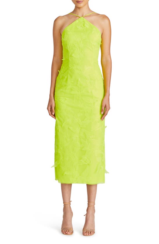 Shop ml Monique Lhuillier Kayla Tulle Midi Dress In Citron