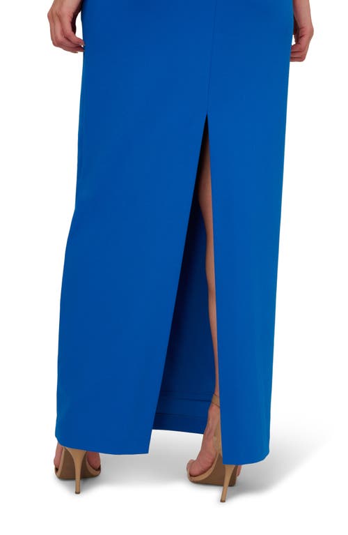 ADRIANNA PAPELL ADRIANNA PAPELL RUFFLE CREPE COLUMN GOWN 
