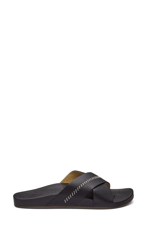 Shop Olukai Kipea Olu Slide Sandal In Black/black