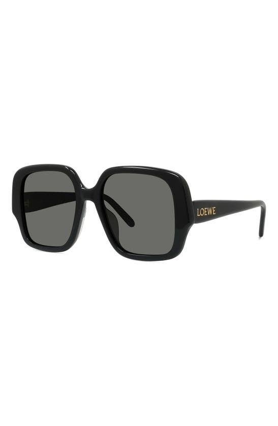 Shop Loewe Thin 54mm Square Sunglasses In Shiny Black / Smoke