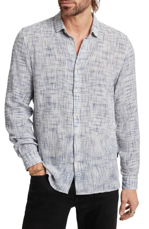 John Varvatos Ross Slim Fit Gauze Button-Up Shirt in White Multi at Nordstrom, Size Medium