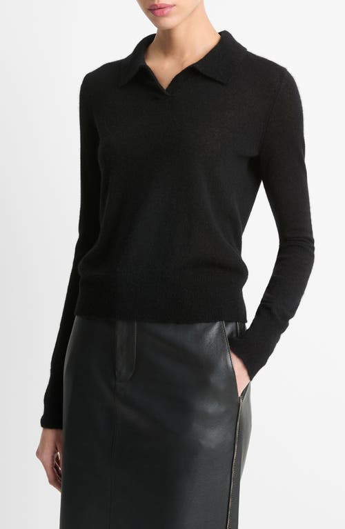 Shop Vince Wool Blend Polo Sweater In Black