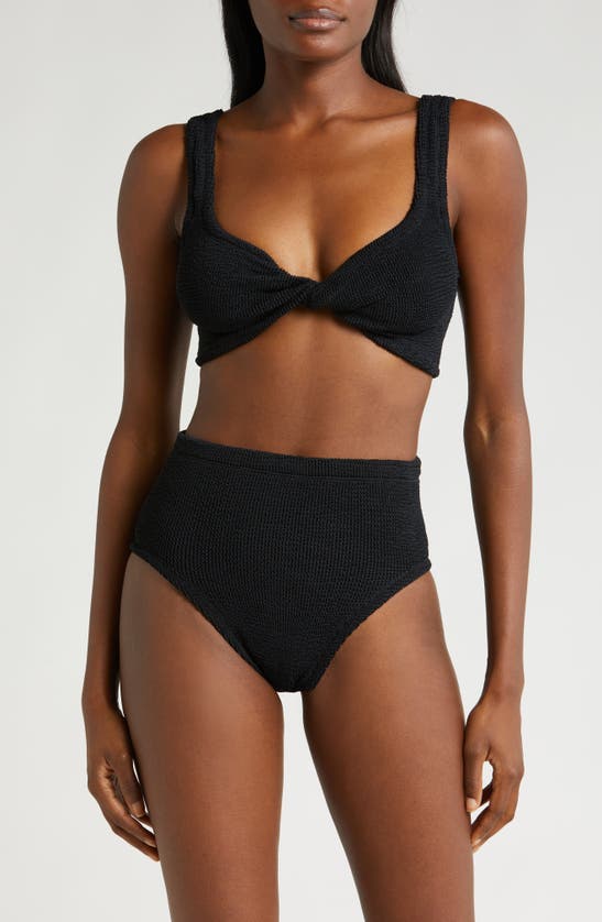 Shop Hunza G Juno Crinkle Twist Two-piece Swimsuit In Black
