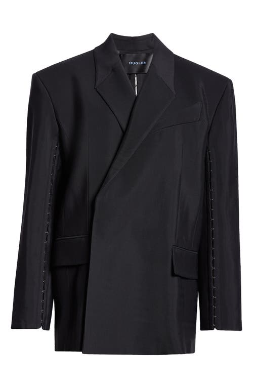 Hook & Eye Detail Oversize Blazer in Black