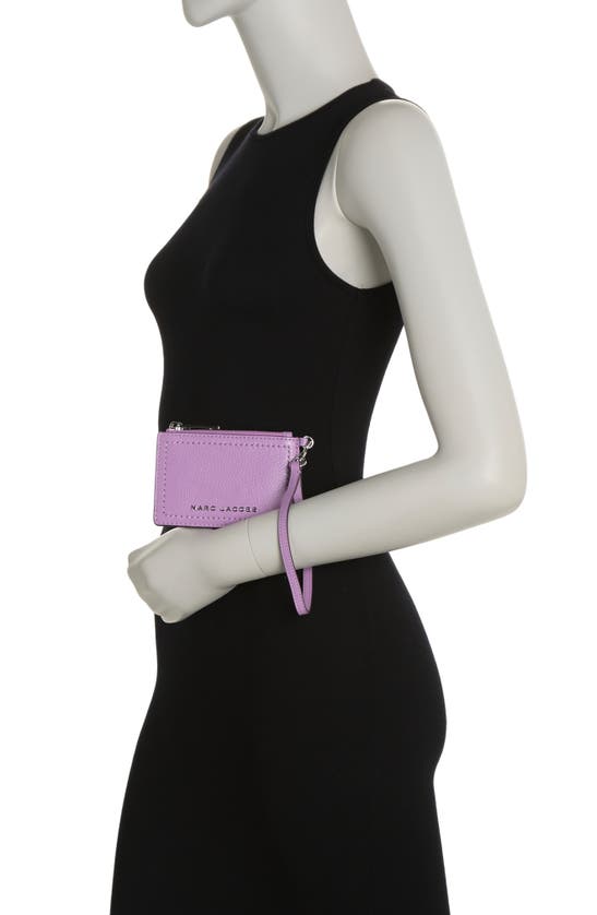 Marc Jacobs Top Zip Leather Wristlet In Purple