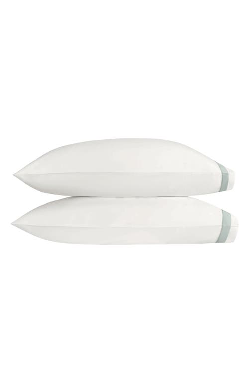 Matouk Ambrose Set Of 2 600 Thread Count Egyptian Cotton Pillowcases In Bone/celadon