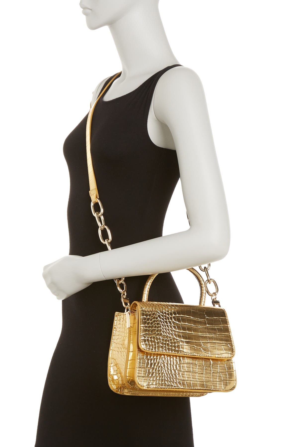 House Of Want Newbie Animal Print Satchel Bag In Gold Croco | ModeSens