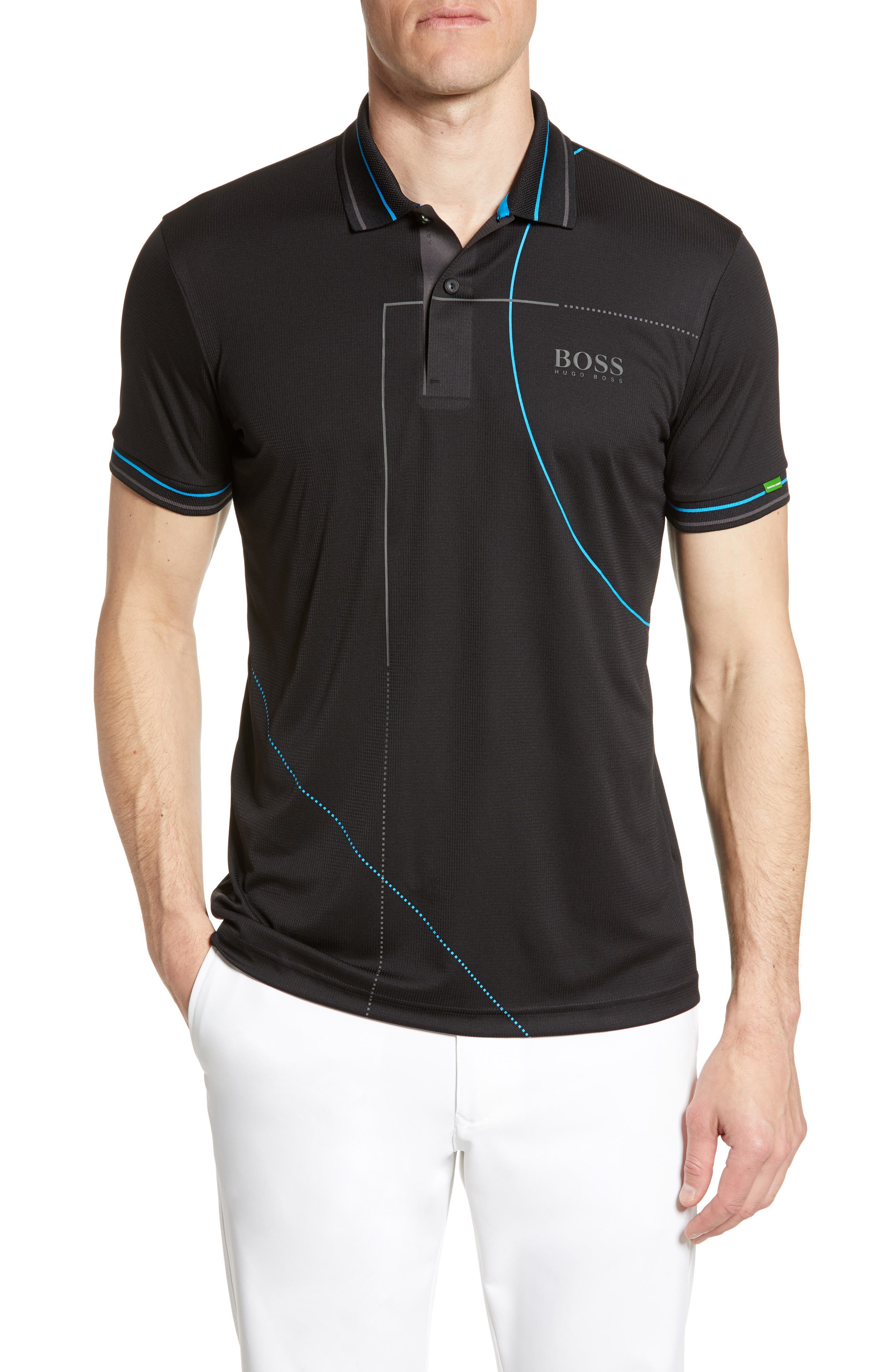 UPC 747476278938 product image for Men's Boss Paddy Mk1 Regular Fit Tipped Polo, Size Small - Black | upcitemdb.com