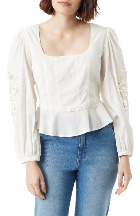 Lainey Lace Accent Cotton Peplum Top