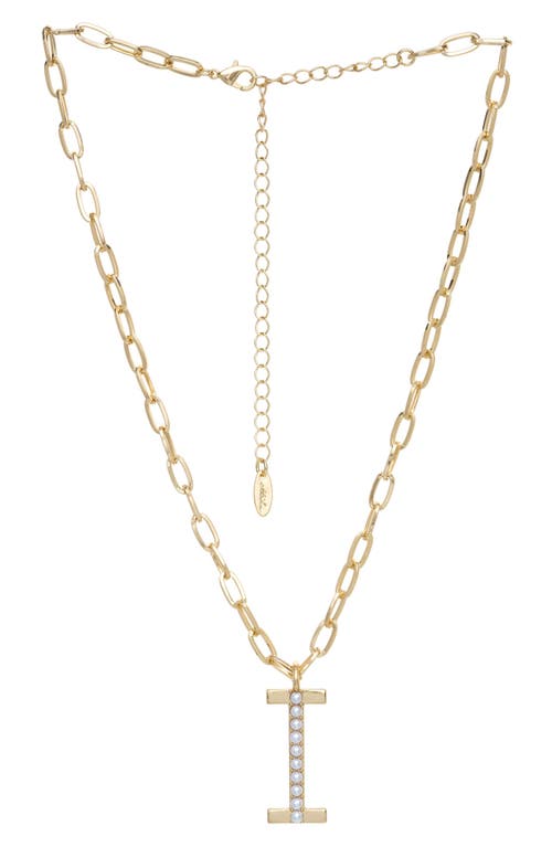 Ettika Imitation Pearl Initial Pendant Necklace in Gold- I at Nordstrom