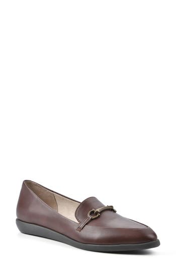 Shop Cliffs By White Mountain Maria Pointed Toe Loafer In Brown/smooth