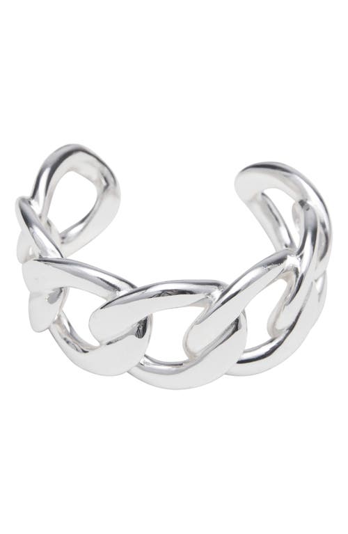 Chunky Curb Link Cuff Bracelet in Silver