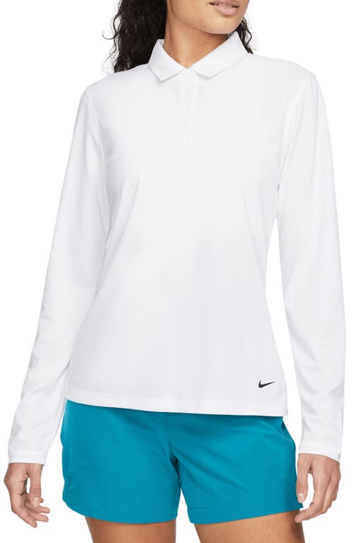 Shop Nike Victory Dri-fit Long Sleeve Golf Polo In White/black