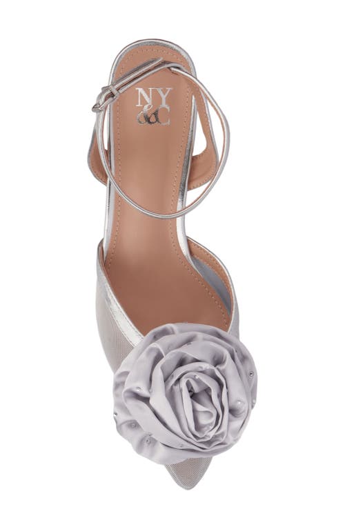 Shop New York And Company Violetta Flower Pump In Silver