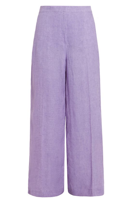 Shop Marina Rinaldi Euclide High Waist Linen Pants In Lilak