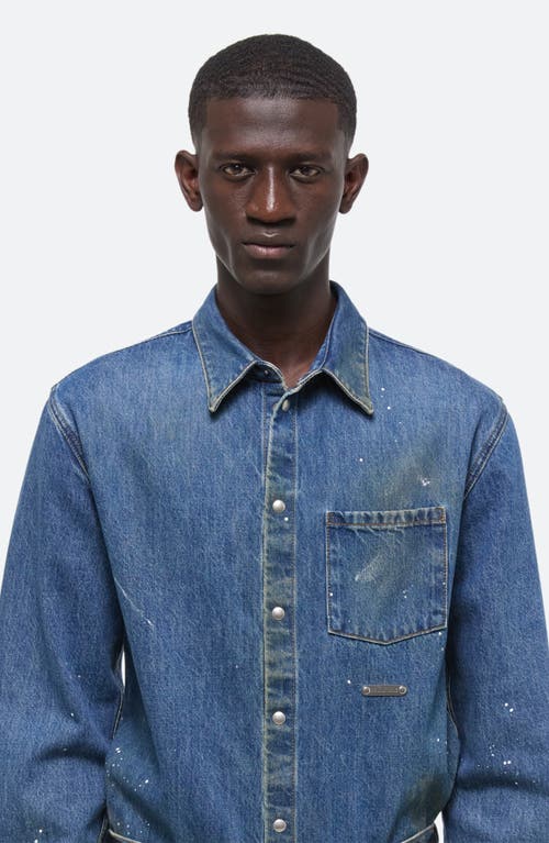 Shop Helmut Lang Painted Denim Shirt In Mid Indigo Painter - 21w