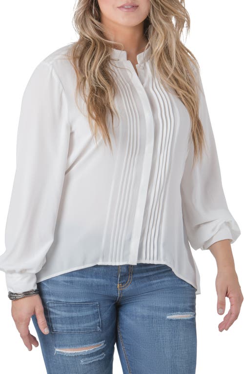 Standards & Practices Trisha Tuxedo Front Chiffon Blouse White at Nordstrom,
